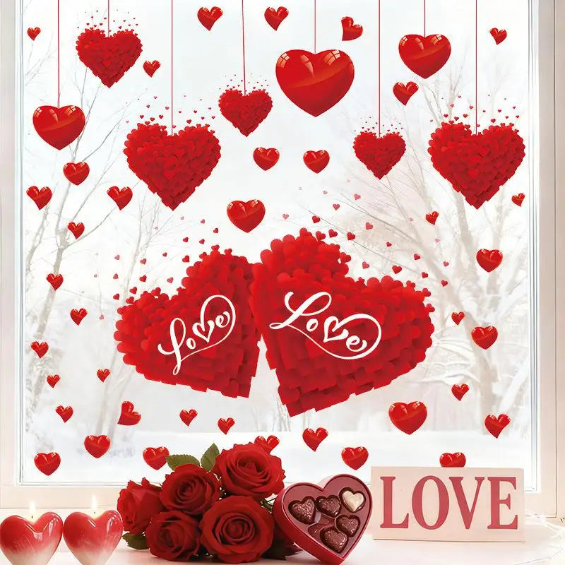 Heart Shaped Wall Window Stickers Valentine's Day Festive Party Atmosphere Decorations For Home Party Shop Restaurant Qme