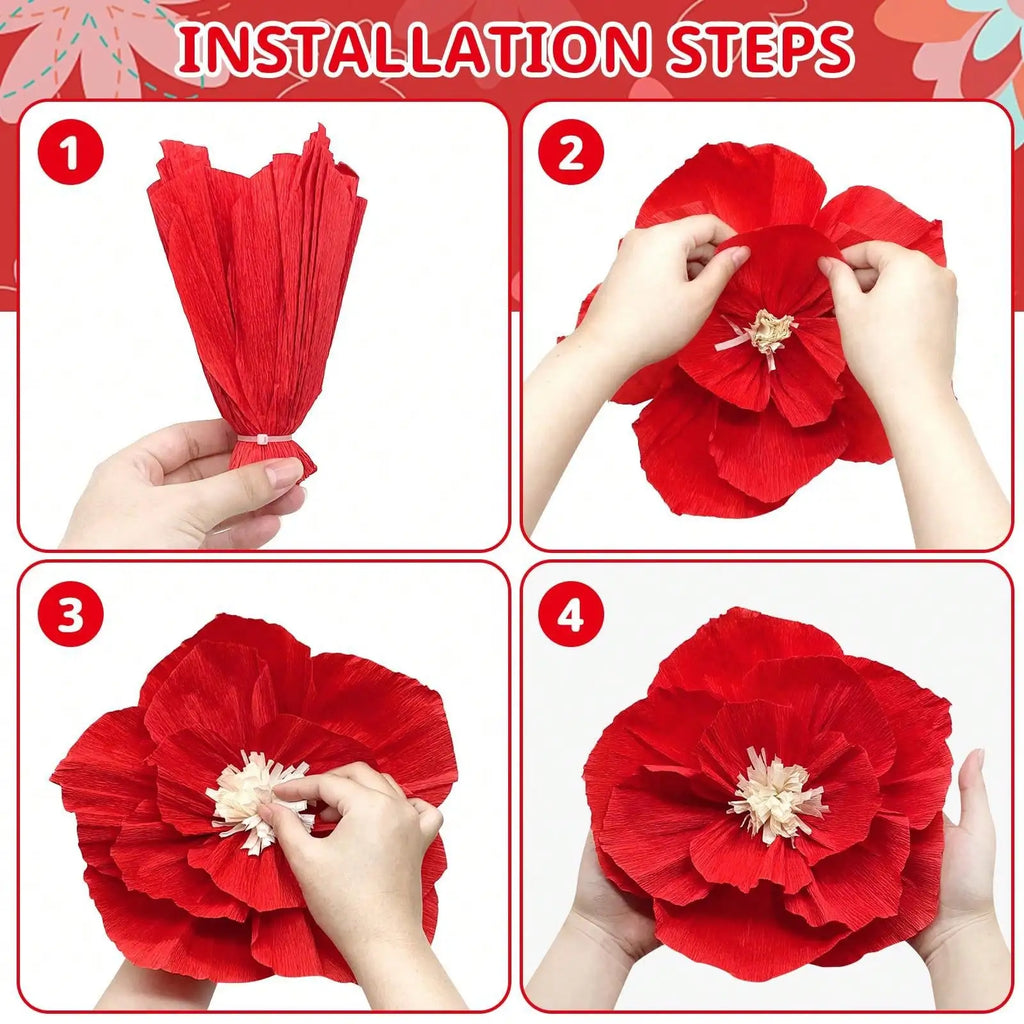 Colorful Three-dimensional Crepe Paper Flowers Wedding Celebration Qme