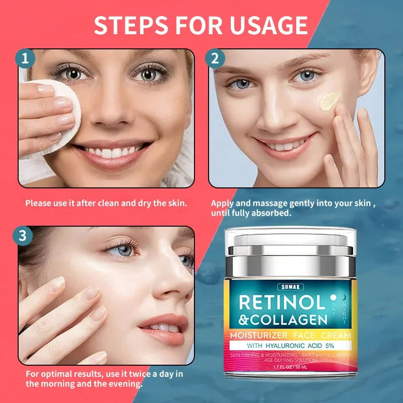 Retinol Face Cream Moisturizing Firming Brightening Skincare Collagen Qme