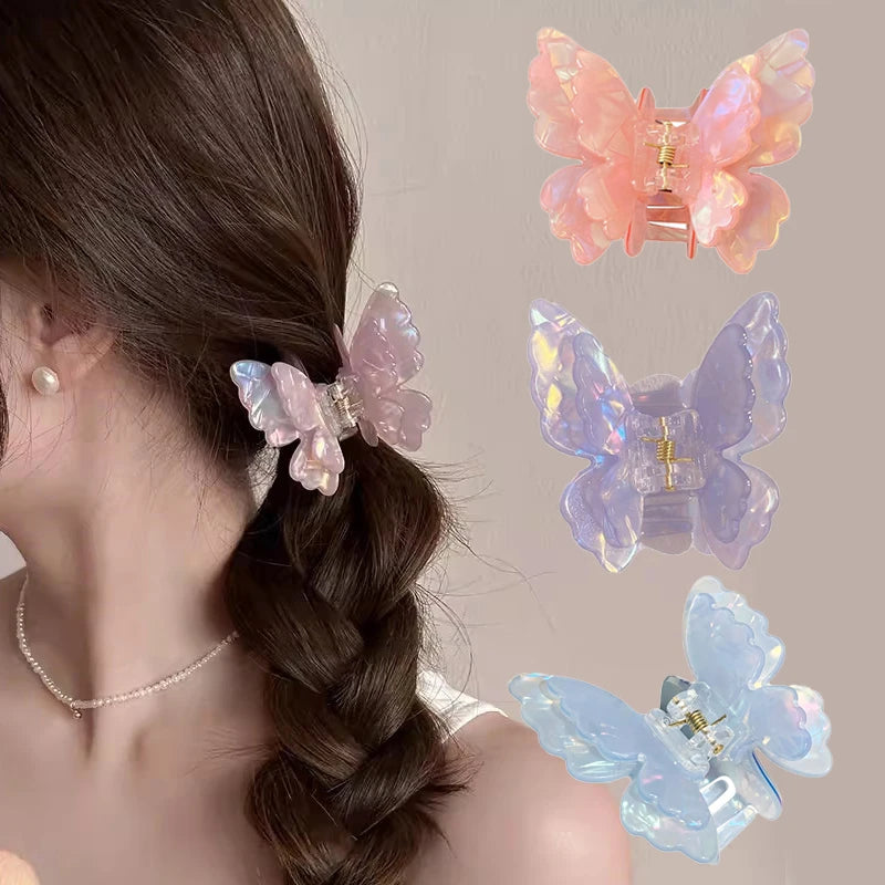 Fairy Butterfly Hair Claw French Retro Acetate Crab Clip Summer Sweet Qme
