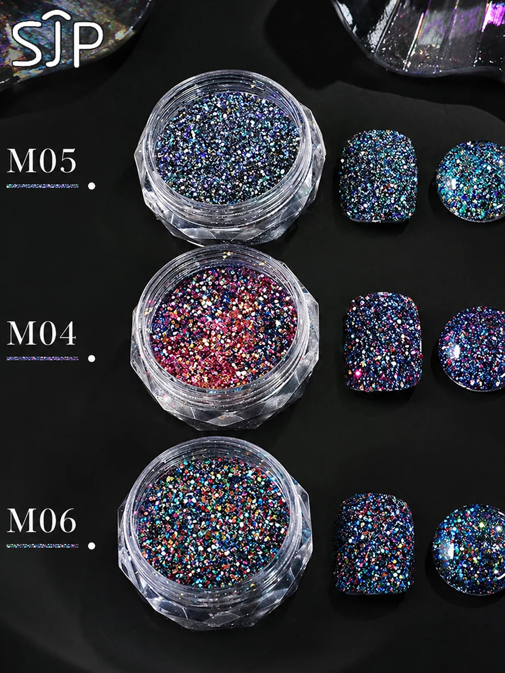 1 3 Glitter Nail Powder Can Chameleon Aurora Shine Diamond Chrome Qme