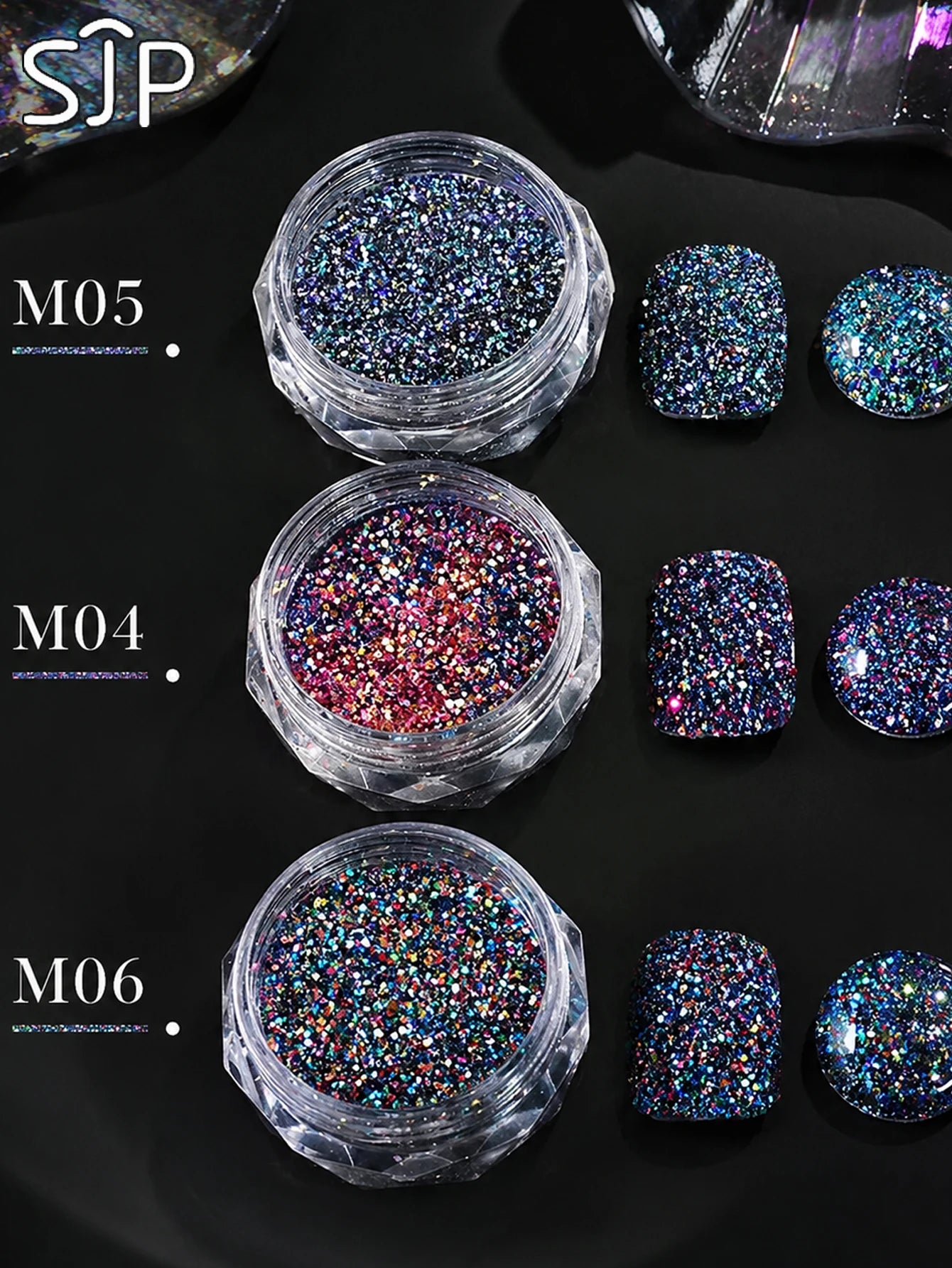 1 3 Glitter Nail Powder Can Chameleon Aurora Shine Diamond Chrome Qme