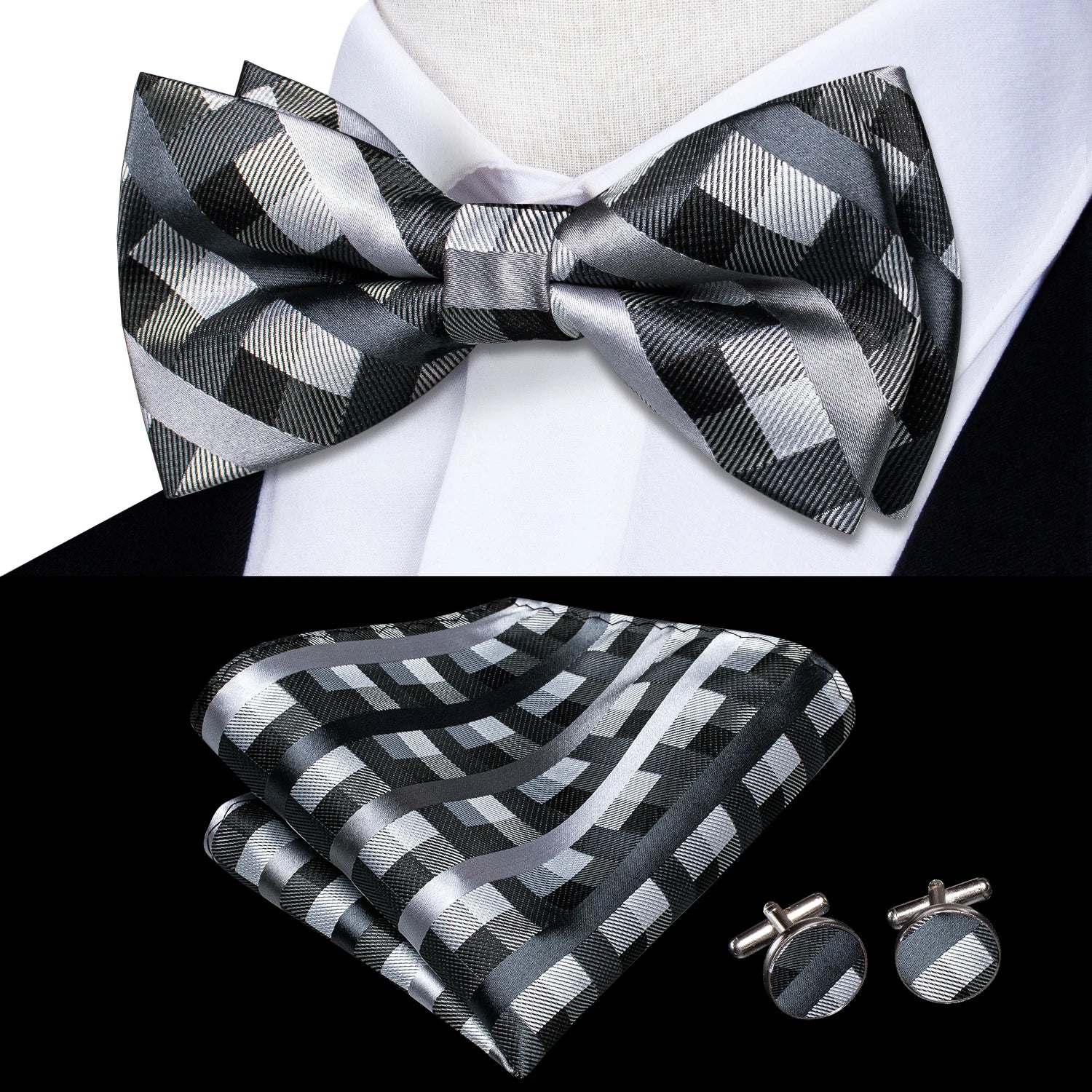 Hi-tie Classic Bow Ties Men Silk Butterfly Pre-tied Male Bowtie