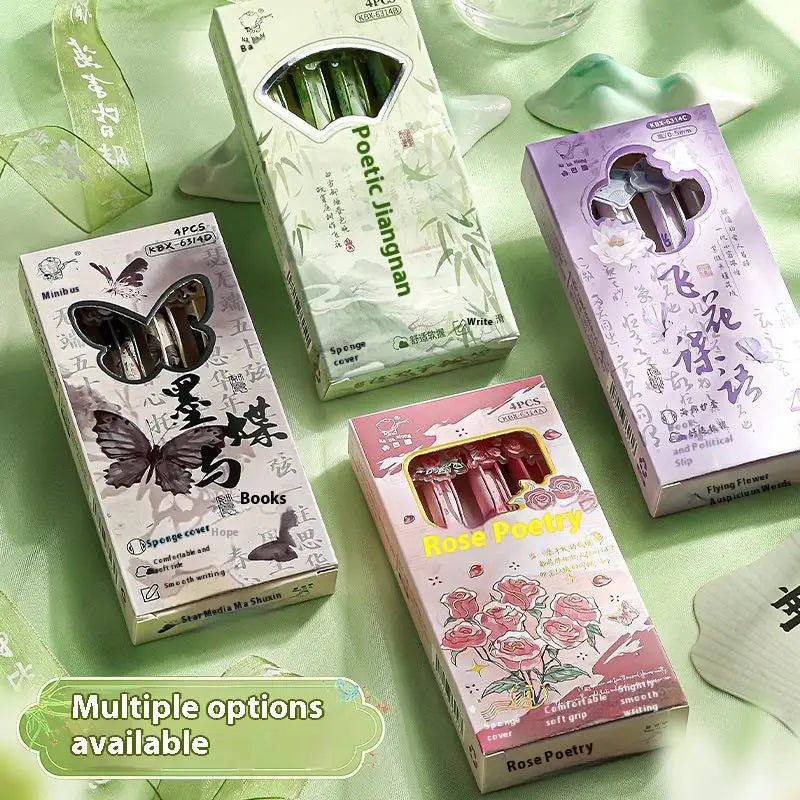 Black Ink Press Gel Pen Butterfly Patch Ballpoint Writing Tools Qme
