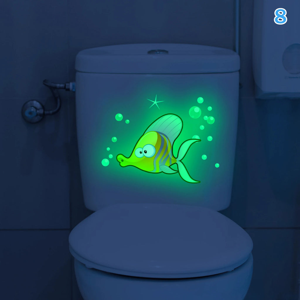 Bathroom Luminous Toilet Sticker Night Light Pink Chrysanthemum Toilet Seat Cover Sticker Self-Adhesive Beautify Home Decor Qme style 19