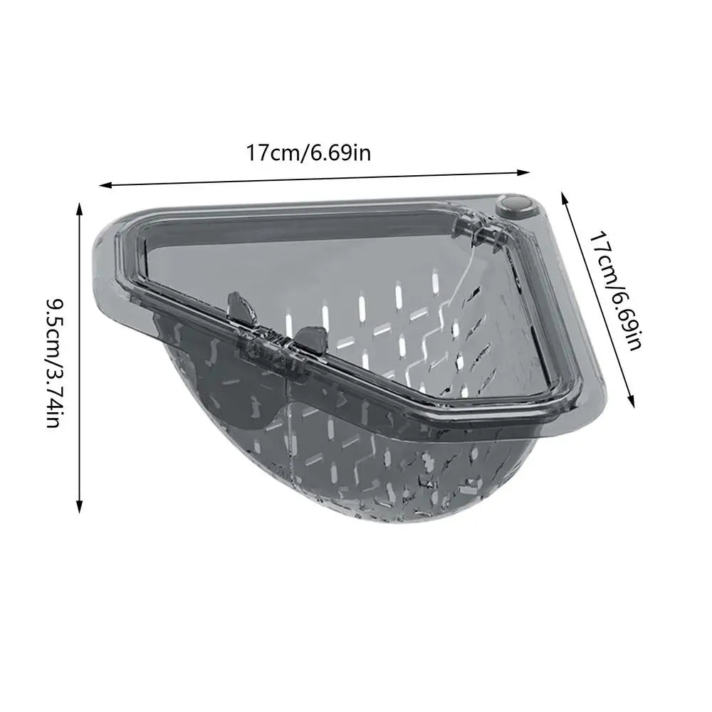 Sink Food Catcher Basket Magnetic Suction Drainage Triangle Drying Kitchen Sink Drain Strainer Corner Basket for Scrap Fruits Qme gray