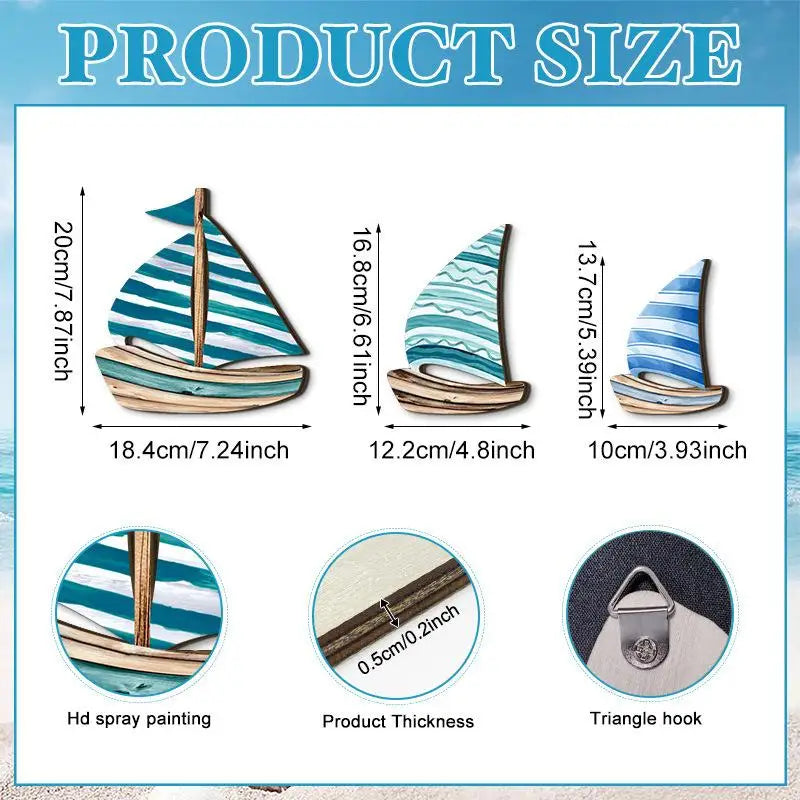 Marine Wood Wall Hanging Sculpture Home Room Decoration 2D Wooden Qme F