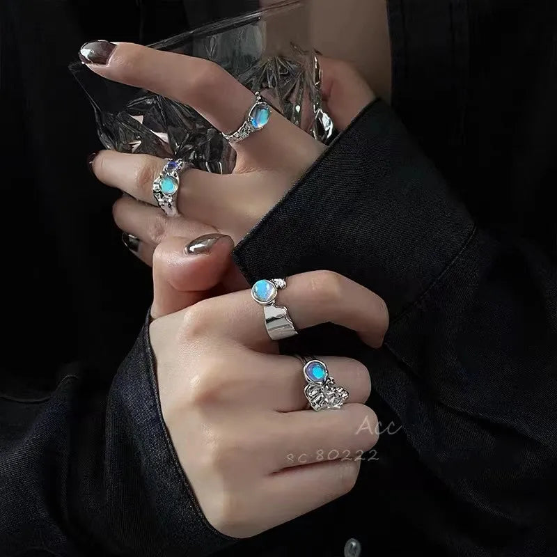 Kpop Europe America Aesthetic Irregular Design Gem Ring for Fashion Women Wedding Luxury Banquet Anniversary Vintage Jewelry Qme