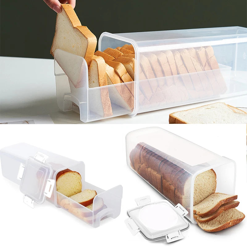 Bread Loaf Container Clear Airtight Bread Box With Lid Sandwich Bread Holder For Homemade Bread Tall Bread Saver For Kitchen Qme