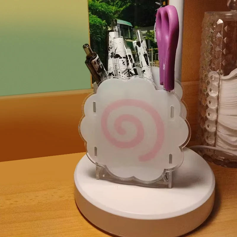 Spiral Design Acrylic Fish Cake Pen Holder Cute Cloud-shaped Qme