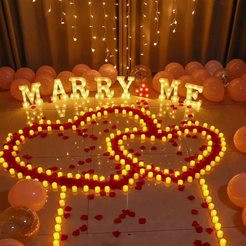 24Pcs Flameless Led Candle For Home Party Wedding Decoration Heart-shaped And Circular Electronic Battery-Power Tealight Candles Qme