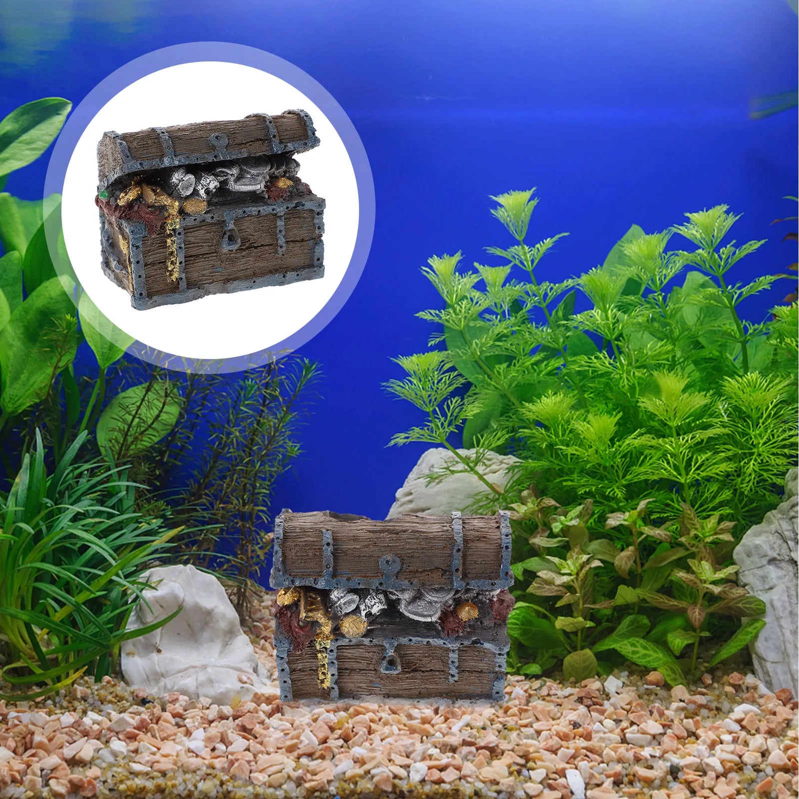 Simulated Resin Treasure Chest Aquarium Decoration Fish Tank Landscape Ornamental Resin Craft Artificial Decor Qme