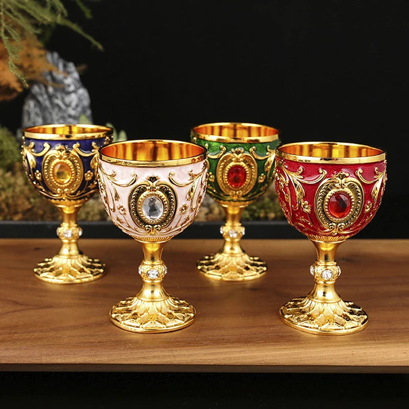 1pc Timeless Embossed Metal Chalice Goblet Vintage Wine Champagne Liqueur Cup Perfect For Bars Restaurants Home Decor Qme