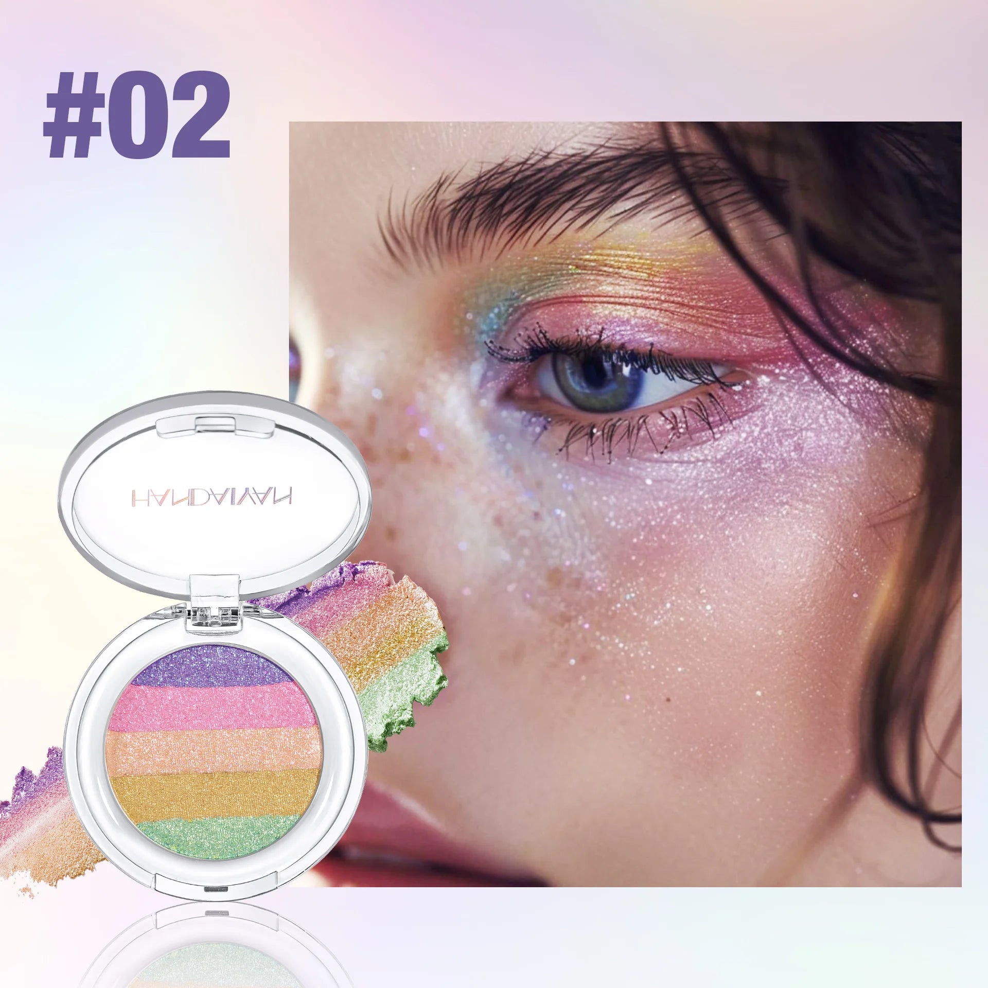 Colorful Highlighter Eyeshadow Palette Chameleon Pearl Texture Face Qme 02