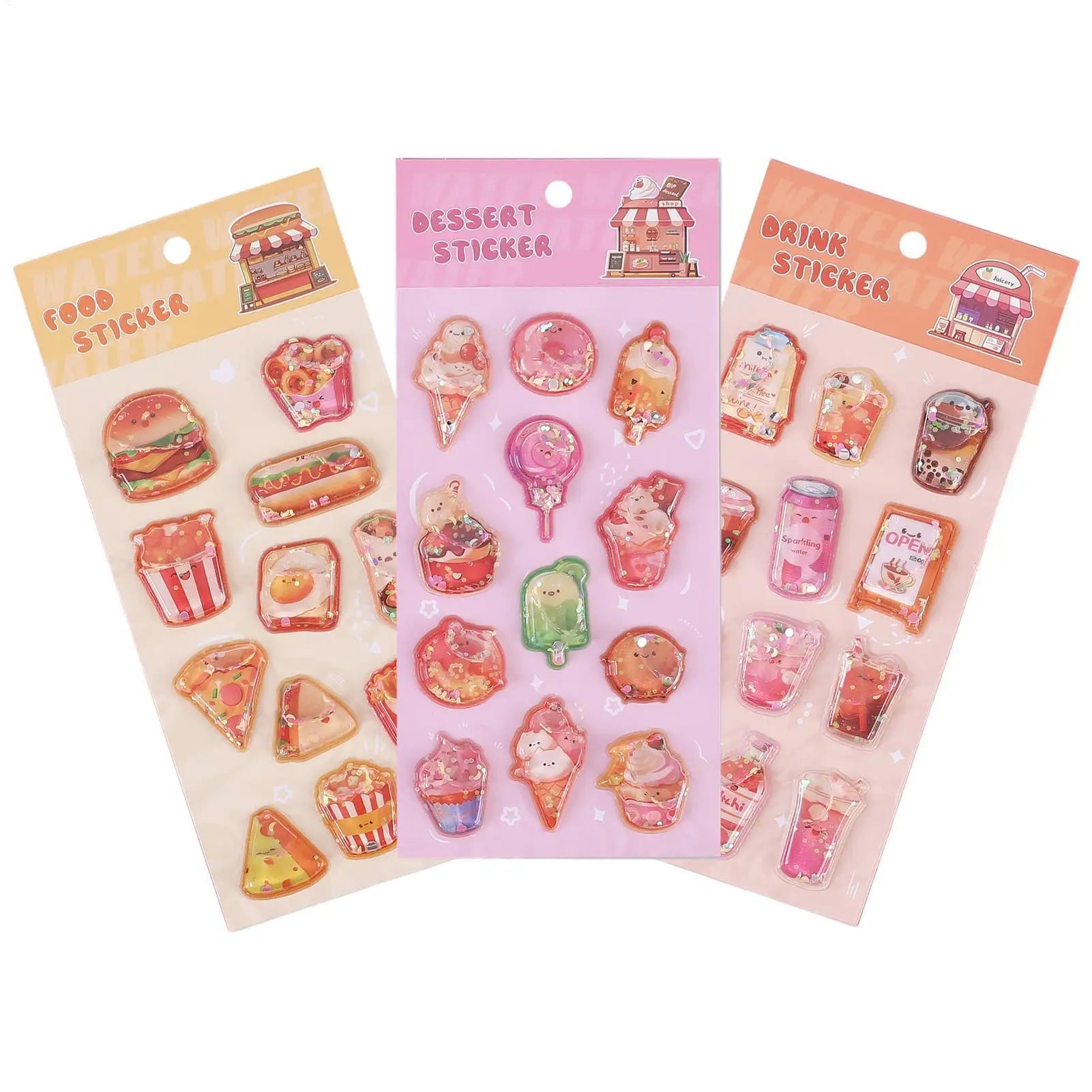 3D Stickers Embossed Adorable Assorted Decals Mini Hamburger Cartoon 3D Stickers for Boys Girls Children Teens Students Laptop Qme