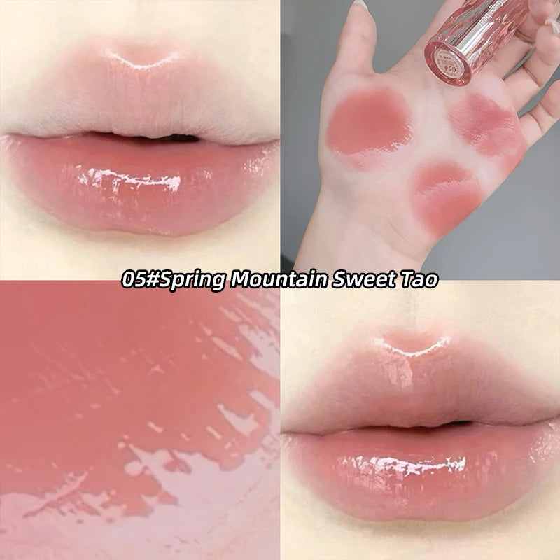 Gegebear Glass Crystal Translucent Lip Glaze Moisturizing Mirror Qme GX1156-05