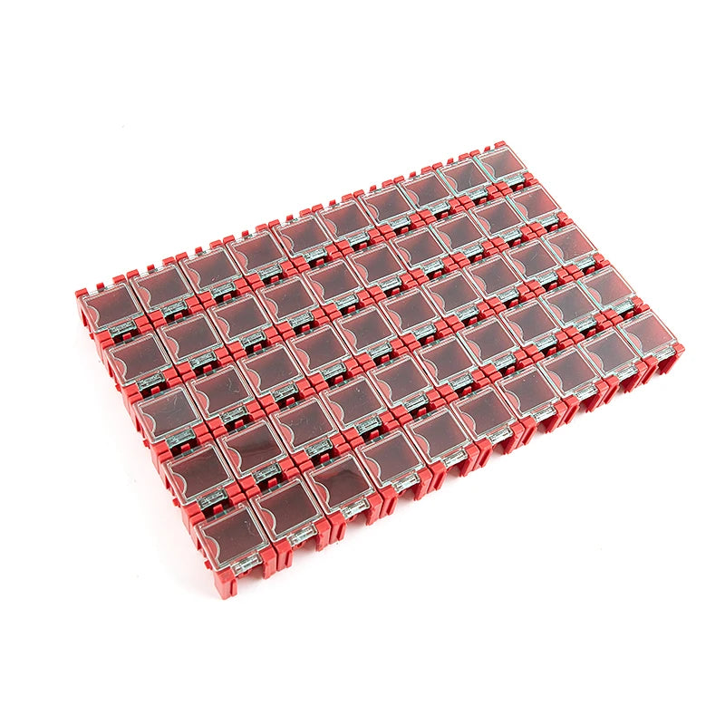 50Pcs/Set SMD SMT Electronic Component Container Mini Storage Boxes kit desk organizer Qme Red