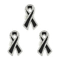 1/3/5Pcs Black Rhinestones Ribbon Brooch Funerals Memorial Pin For Woman Men Suit Dress Shirt Accessories Mourning Badge Qme A2