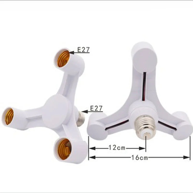 3In1 E27 To E27 Extended LED Lamp Bulbs Socket Splitter Adapter Holder for Photo Studio Qme