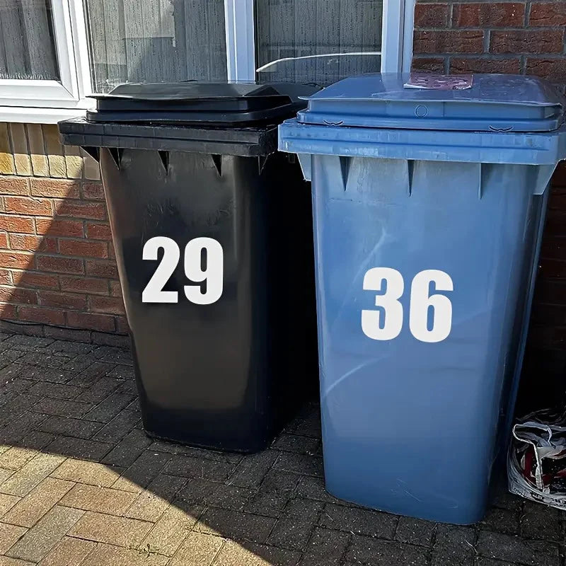 Self-adhesive Trash Can Labels Wheelie Bin Number Sticker Durable Qme