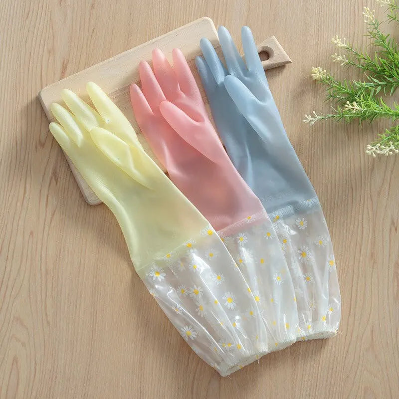 Waterproof Housework Cleaning Gloves Kitchen Cleaning Latex Household Dishwashing Laundry Gloves Wear Resistant Rubber Gloves Qme