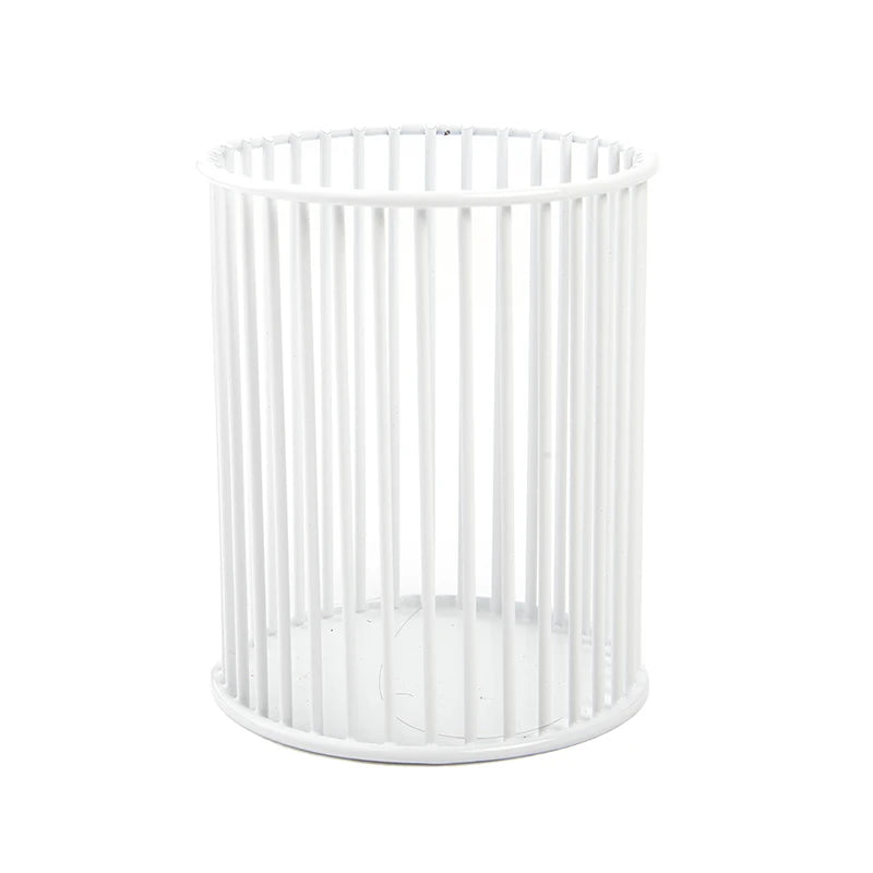 Portable Cosmetic Organizer Bucket Nordic Hollow Out Makeup Brush Qme White