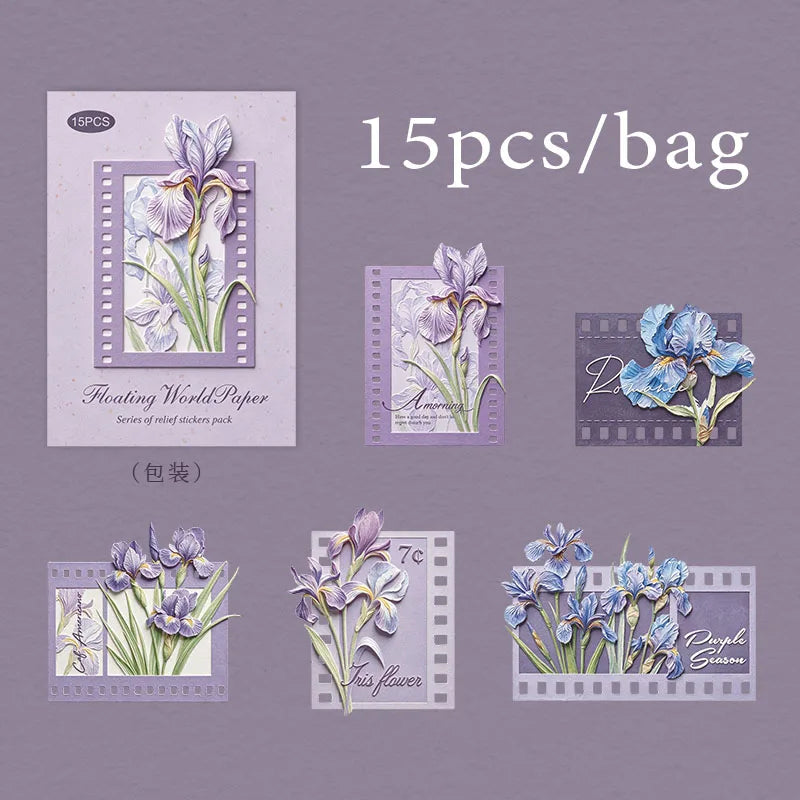 European Vintage Stamp & Floral Border Stickers, Junk Journal Collage Decorative Decals, Ideal Holiday & Birthday Gifts Qme C