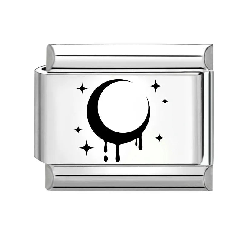 Wholesale Laser Engraving Cute Cats 666 999 Italian Charm Links Fit 9mm Stainless Steel Bracelet Women DIY Making DIY Gift Qme Style 16
