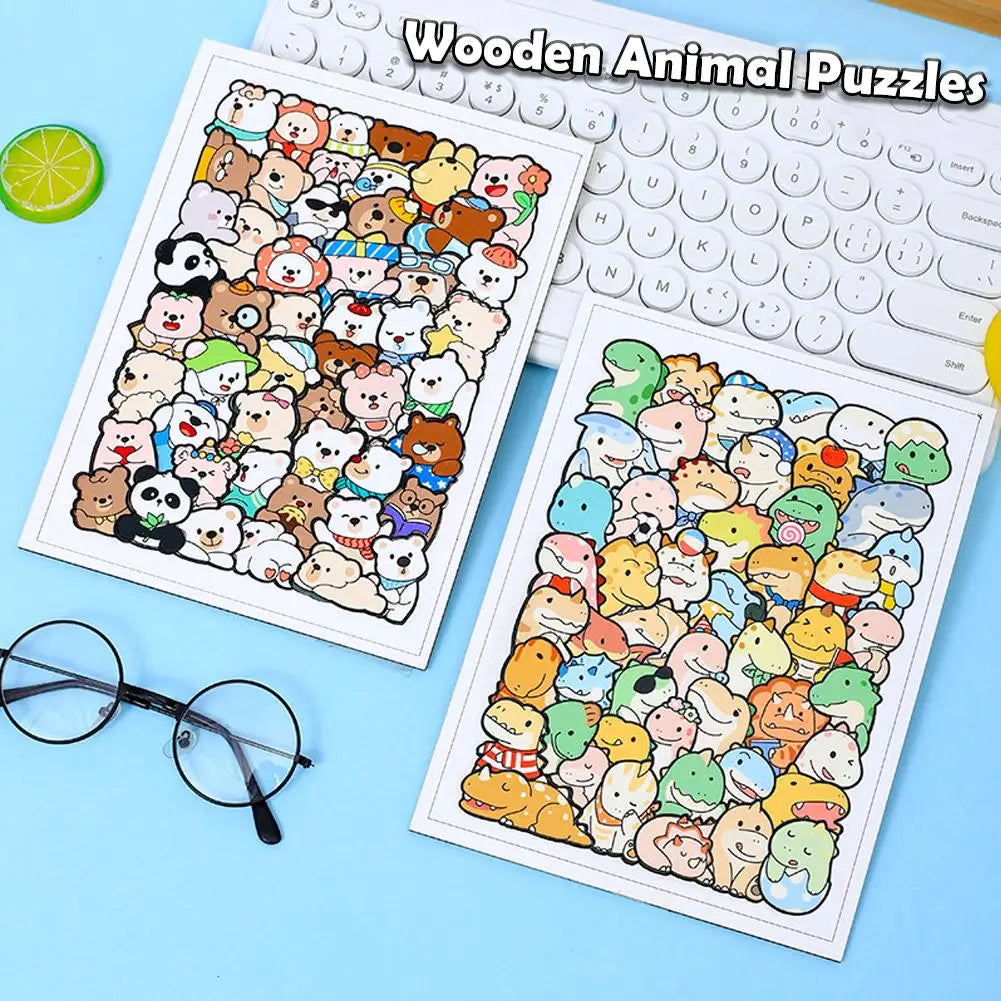 50pcs Wooden Cat Puzzles Animal Wooden Puzzle Stacking Toys Educational Puzzle For Kid Boys Girls Gifts Decoration Painting Qme