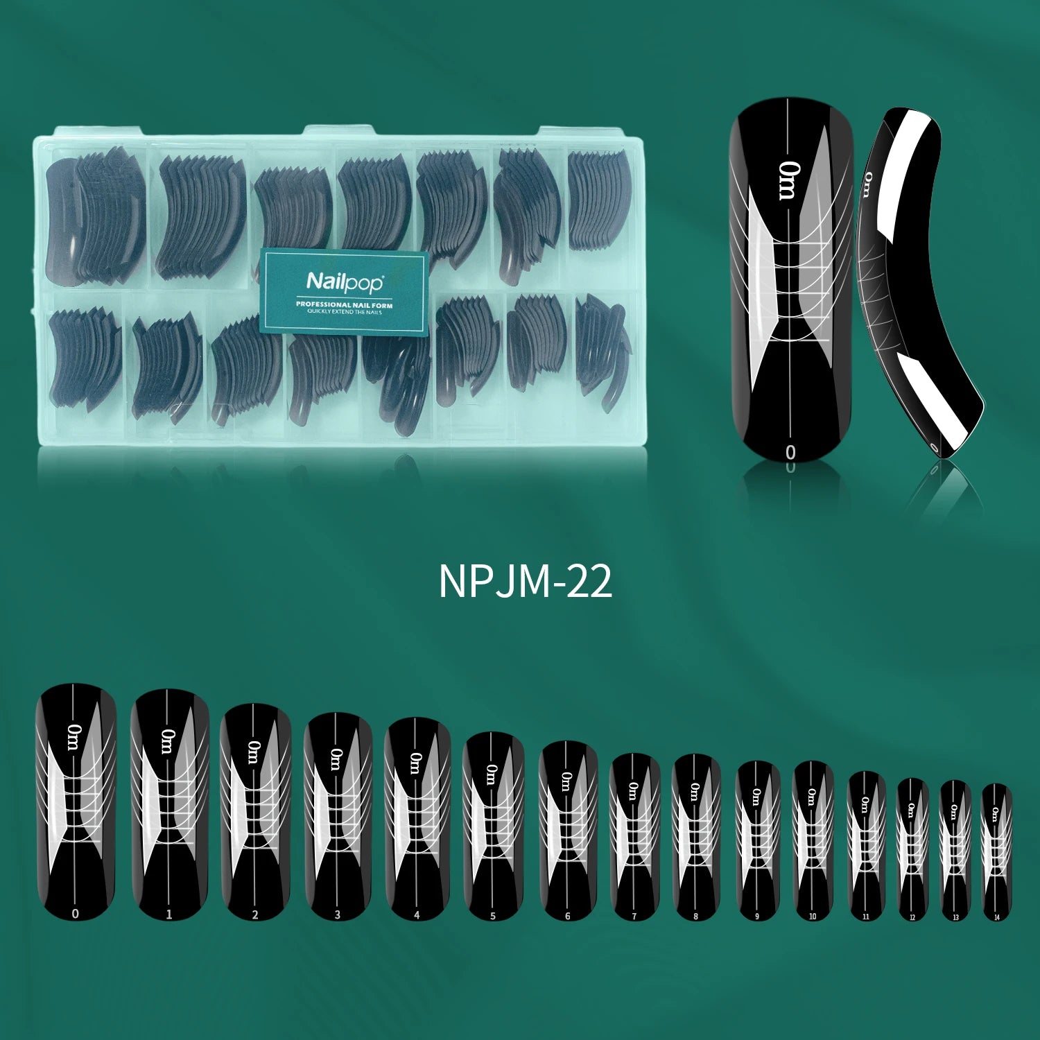 Nailpop Box Nail Dual Forms Square Coffin Quick Building Gel Mold Qme JM22-BLACK 150