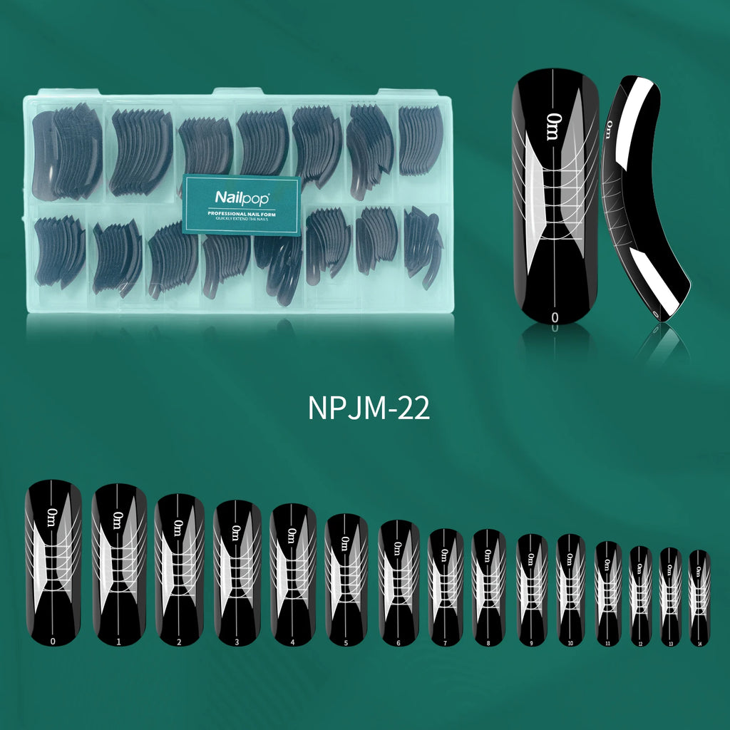 Nailpop Dual Forms Square Coffin Shape Quick Building Gel Mold Full Qme JM22-BLACK 150