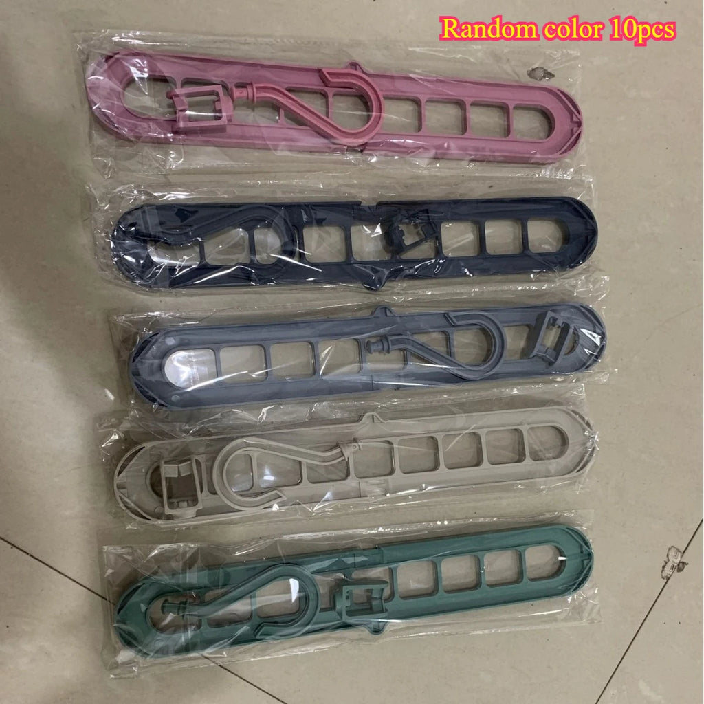 9 Holes Multi Layer Space Saving Clothes Hanger Multifunctional Plastic Clothes Storage Rack Anti Slip Closet Organizer Qme Random color 10pcs