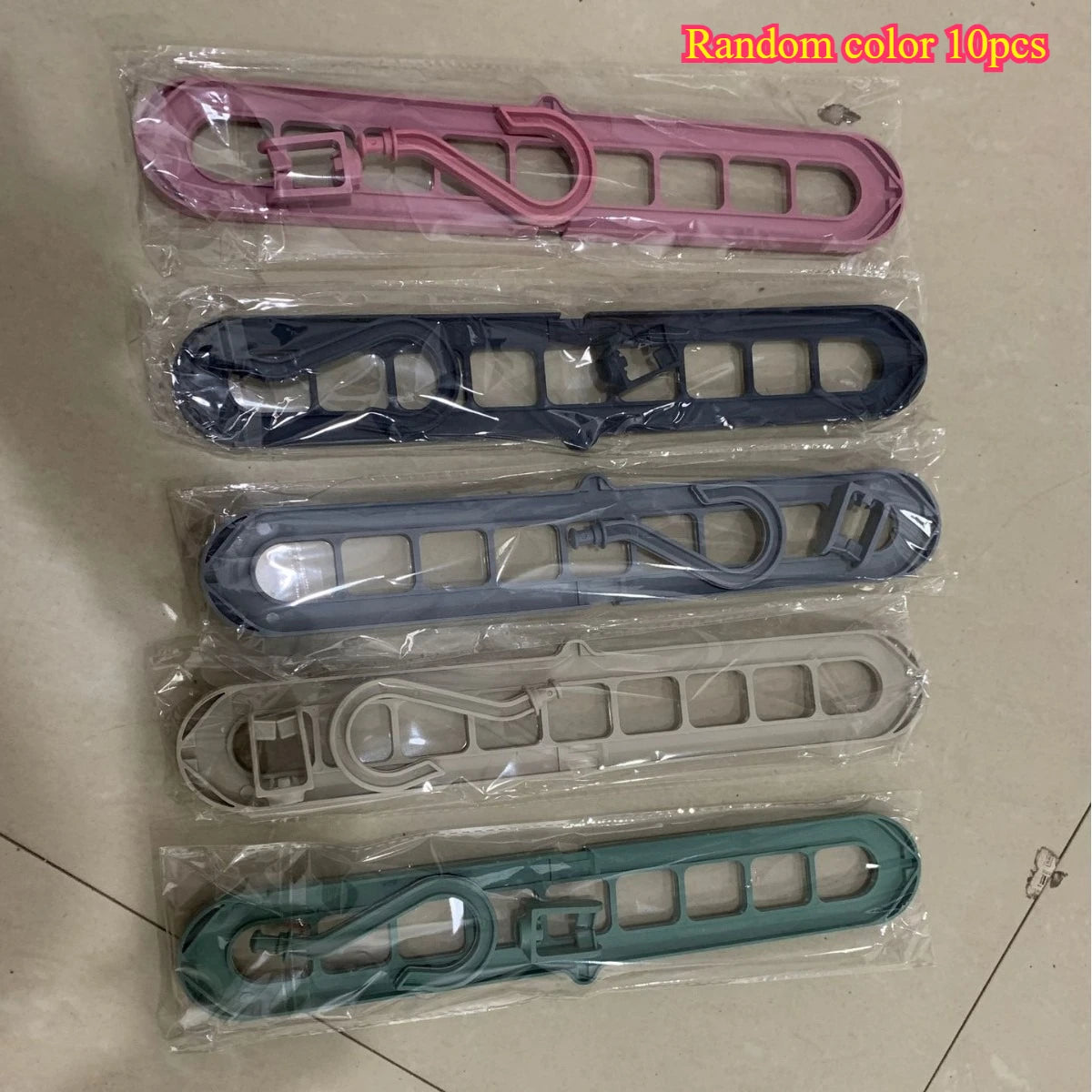 9 Holes Multi Layer Space Saving Clothes Hanger Multifunctional Plastic Clothes Storage Rack Anti Slip Closet Organizer Qme Random color 10pcs