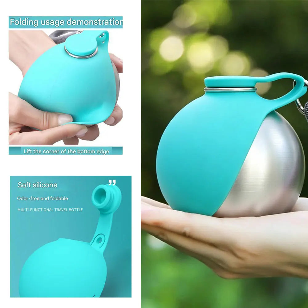 Foldable Water Kettle Round Cup Spherical Pet Bottle Dogs Cats Qme
