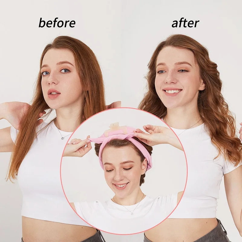 Heatless Curling Rod Headband No Heat Hair Curler Lazy Rollers Soft Qme