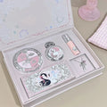 NICEKEY Pink Ballet Makeup Box Include 1*Lip mud,1*Pressed Powder,1*Highlight Powder,1*Eyeshadow Palette Powder With Necklace Qme Makeup Sets