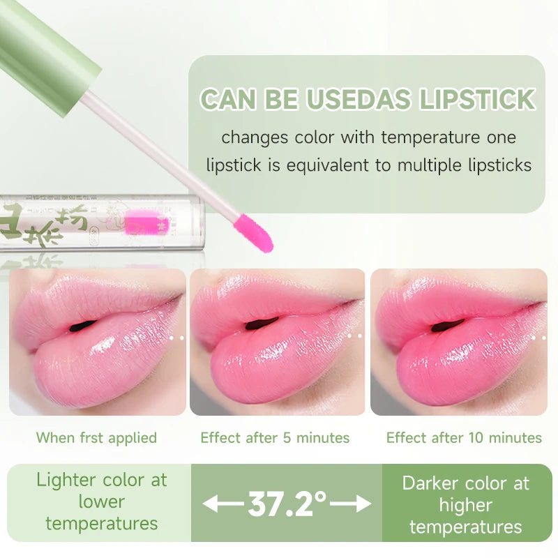 Camellia Magic Color Changing Hydrating Lip Glow Oil, With Plant Squalane,Moisturizing & Nourishing,Long-Lasting, Non-Sticky Qme