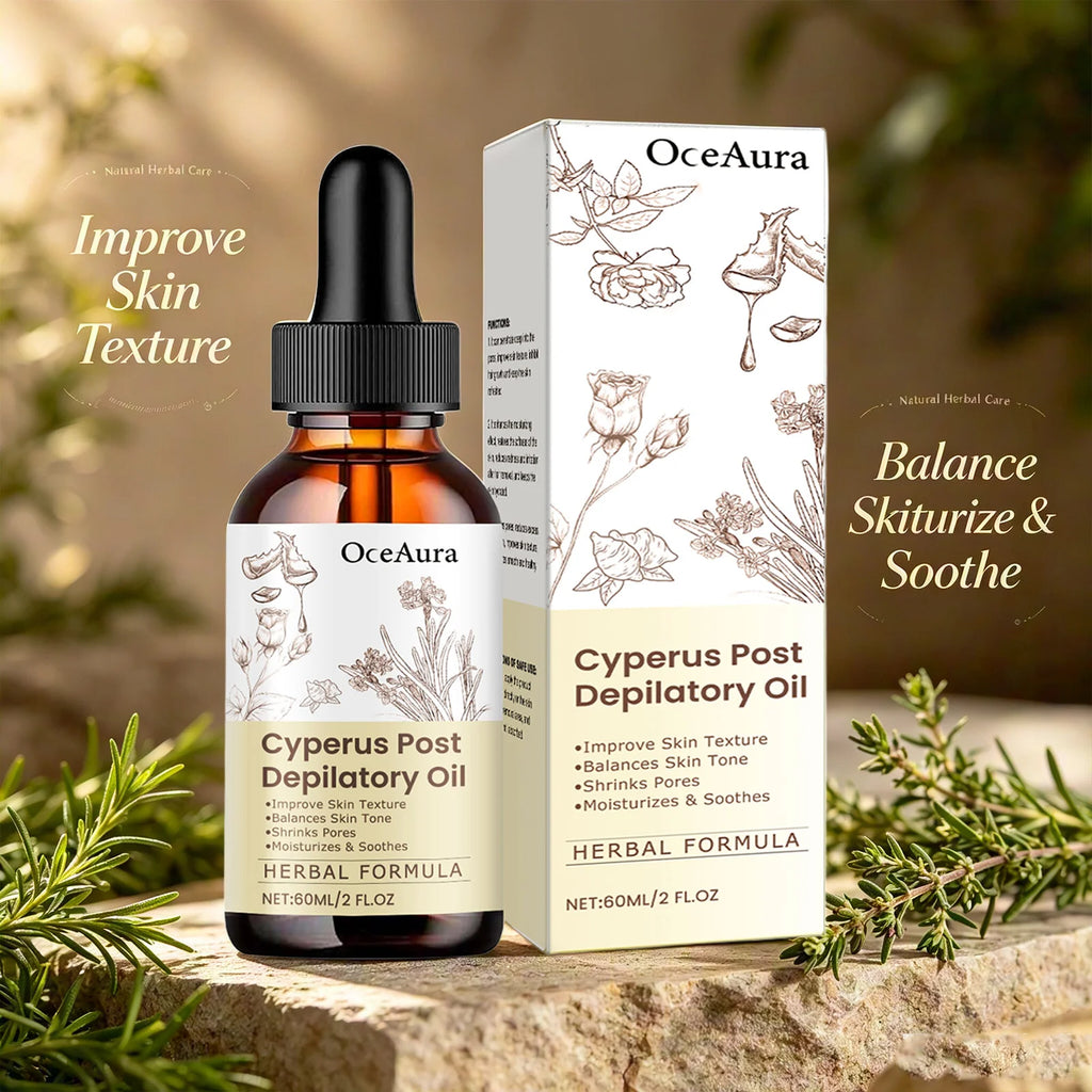 OceAura Cyperus Post Depilatory Oil Hair Growth Inhibitor Pore Minimizer Even Skin Tone Hydrating Cyprus Oil Hair Removal Care Qme