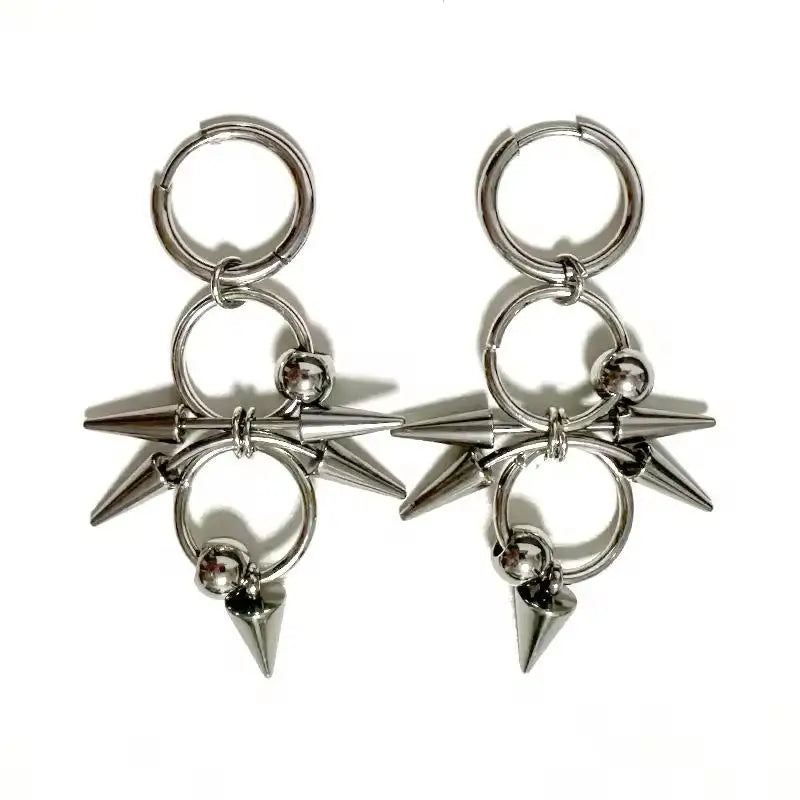 Punk Style Spiked Earrings For Women Men Gothic Cone Pendant Earrings Y2K Grunge Dangle Jewelry Gift Qme 03