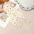 Cute French Knitted Headband Floral Retro Crochet Flower Hair Band Qme White