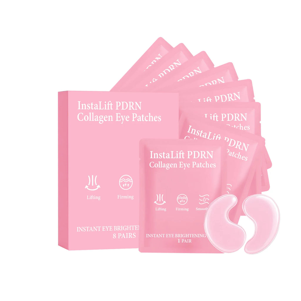 Instalift PDRN Collagen Eye Patches Anti Dark Circles Eye Bags Anti Wrinkles Hydrogel Under Eye Mask with Niacinamide & Caffeine Qme