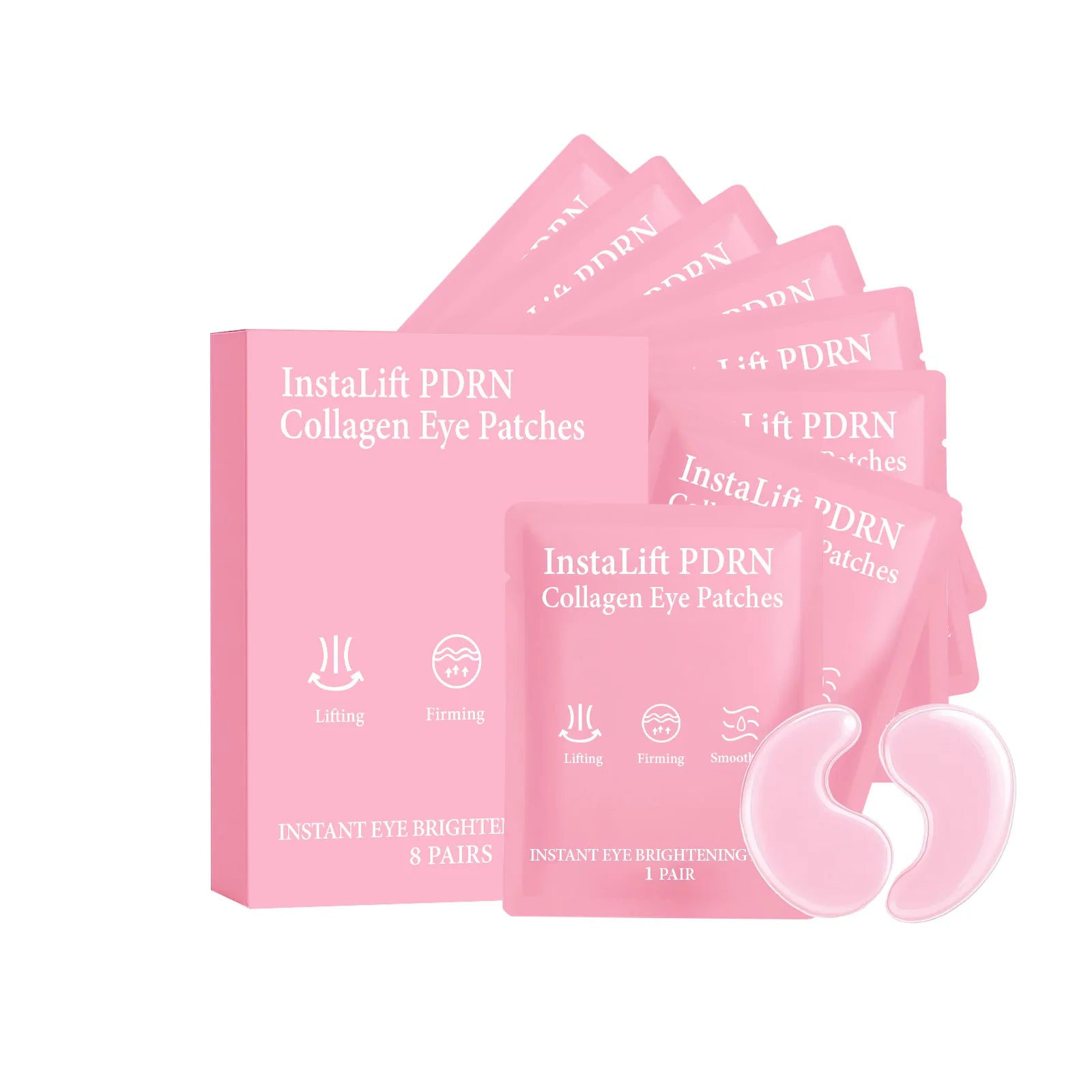 Instalift PDRN Collagen Eye Patches Anti Dark Circles Eye Bags Anti Wrinkles Hydrogel Under Eye Mask with Niacinamide & Caffeine Qme