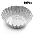 Reusable Non-stick Egg Tart Mold Aluminum Alloy Flower Round Shape Qme Chrysanthemum 10Pcs