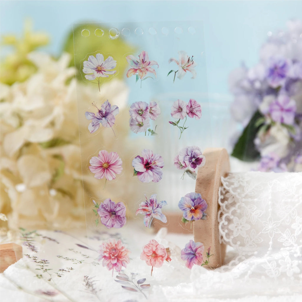 50 Sheets Vintage Flower PET Sticker Book DIY Diary Sticker Decoration Plant INS Album Scrapbooking Kawaii Stationery Stickers Qme