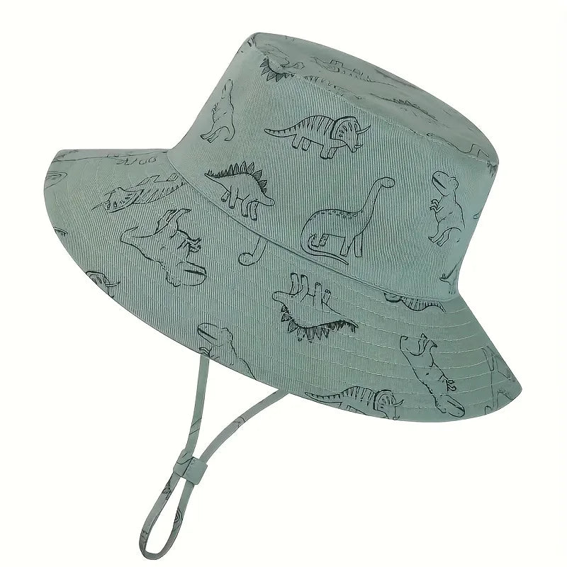 Baby Sun Hat Dinosaur UPF 50+ Sun Protective Toddler Bucket Hat Summer Kids Beach Hats Wide Brim Outdoor Play Hat for Boys Girls Qme Green