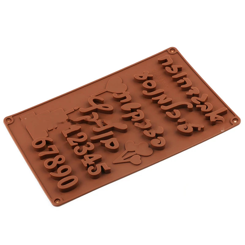 1Pc 3D Hebrew Letters Arabic Numbers DIY Silicone Chocolate Mold For Baking Cake Bakeware Mould Decorating Tools Qme