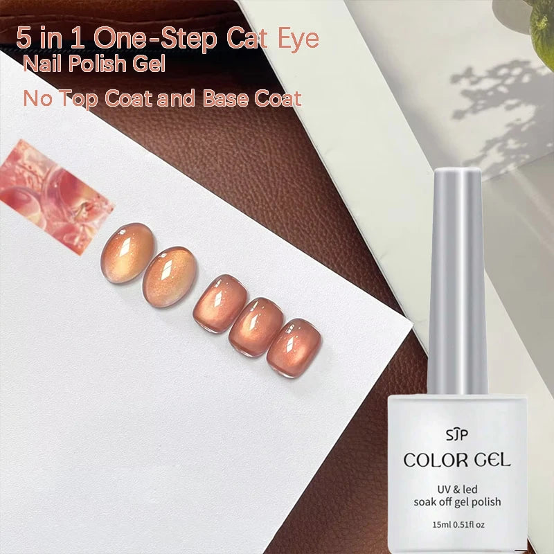 1 One-step Cat Eye Nail Polish Gel No Coat Base Required Autumn Qme