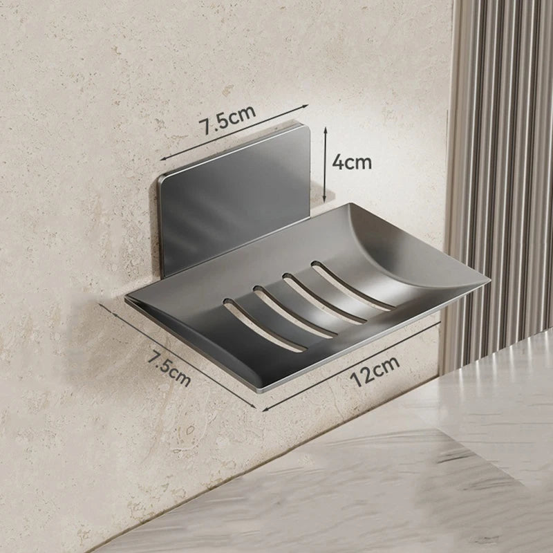 Bathroom Shower Storage Soap Tray Rack Soap Tray Wall Mounted Drainage Soap Tray Box Qme Dark gray