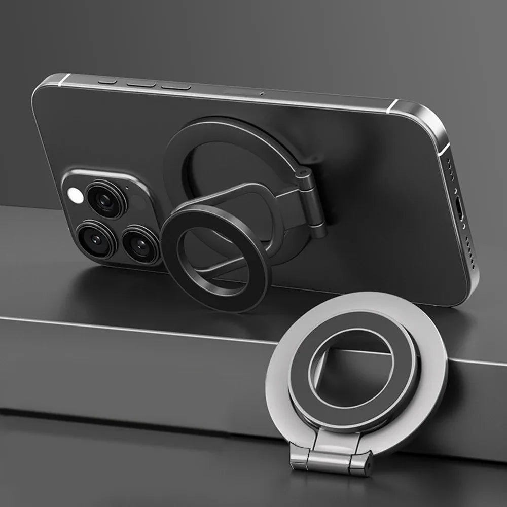 Magnetic Finger Ring Phone Holder Double Sided Kickstand Adjustable Grip Stand Compatible Car Bracket Hands Free for iPhone 17 Qme