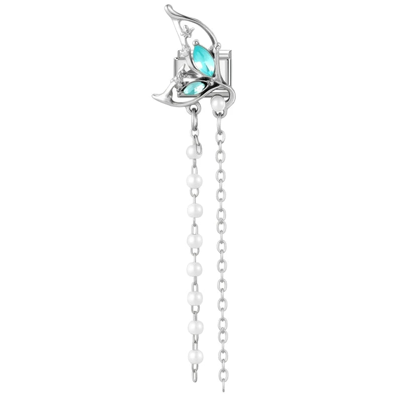 Women Men New Colorful Butterfly Zircon Long Pearl Tassel Chain Italian Charms Fit 9mm Stainless Steel Bracelet DIY Jewelry Gift Qme Style 5